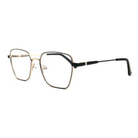 MiGAFAS XK4715 Black metal geometric butterfly eyeglasses three-quarter view