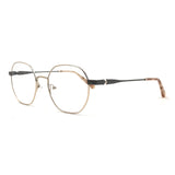 MiGAFAS XK4766 Gray Metal geometric round eyeglasses three-quarter view