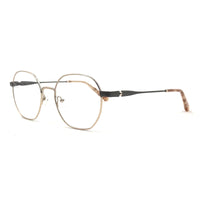 MiGAFAS XK4766 Gray Metal geometric round eyeglasses three-quarter view