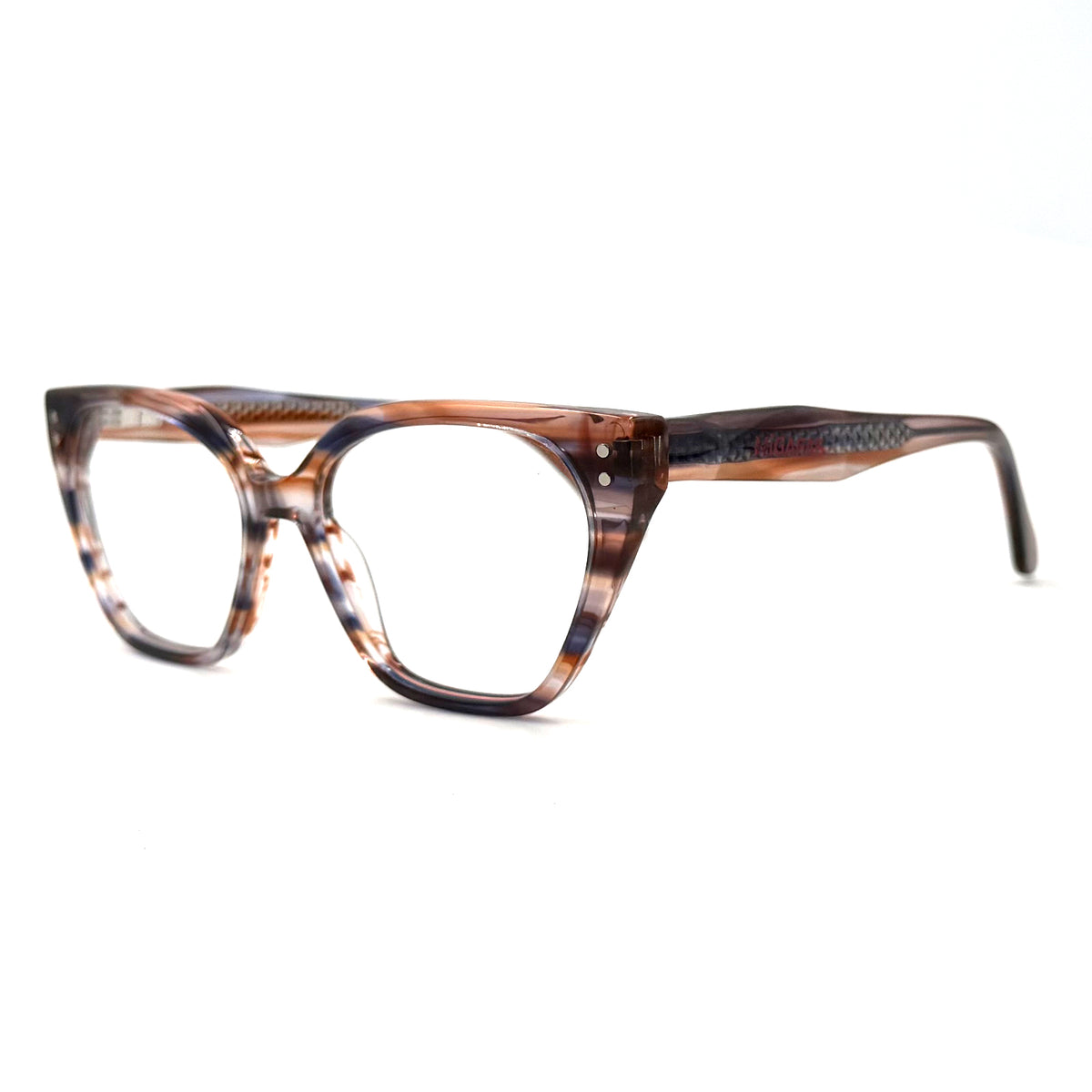 MiGAFAS F0139 Nebula cat-eye acetate prescription eyeglasses, three-quarter view