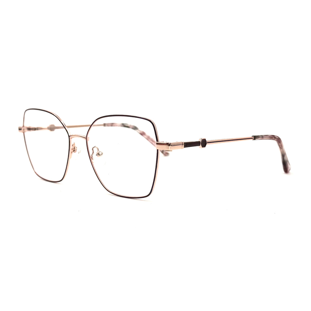 MiGAFAS XK4712 Rose Metal TR90 geometric butterfly eyeglasses front view