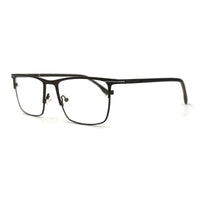 MiGAFAS XK4765 Black Metal browline eyeglasses three-quarter view