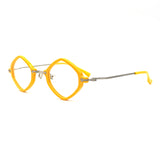 MiGAFAS 87956 polygonal acetate prescription eyeglasses, three-quarter view