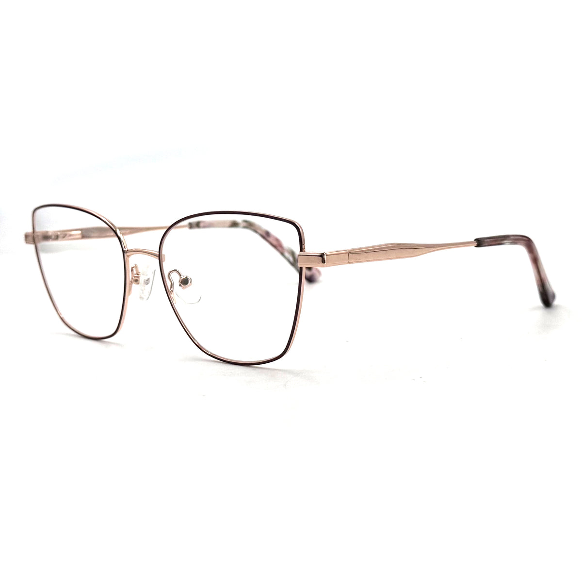 MiGAFAS XK4719 Rose Gold metal butterfly cat-eye eyeglasses three-quarter view