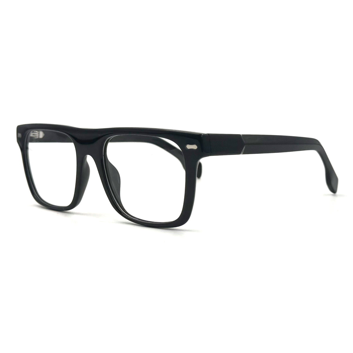 MiGAFAS QSZ5819 Black Wellington acetate prescription eyeglasses, three-quarter view