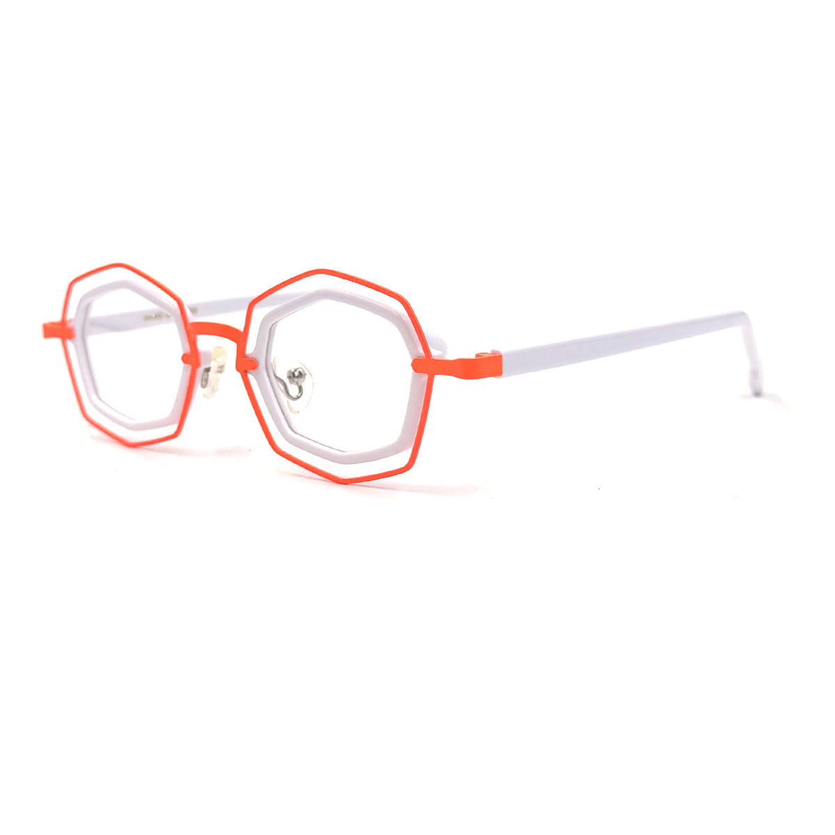 MiGAFAS 87962 polygonal acetate prescription eyeglasses, three-quarter view
