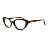 MiGAFAS F6000 Havana cat-eye acetate prescription eyeglasses, three-quarter view