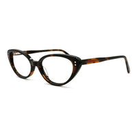 MiGAFAS F6000 Havana cat-eye acetate prescription eyeglasses, three-quarter view