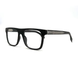 MiGAFAS QSZ5617 Black square acetate prescription eyeglasses, three-quarter view
