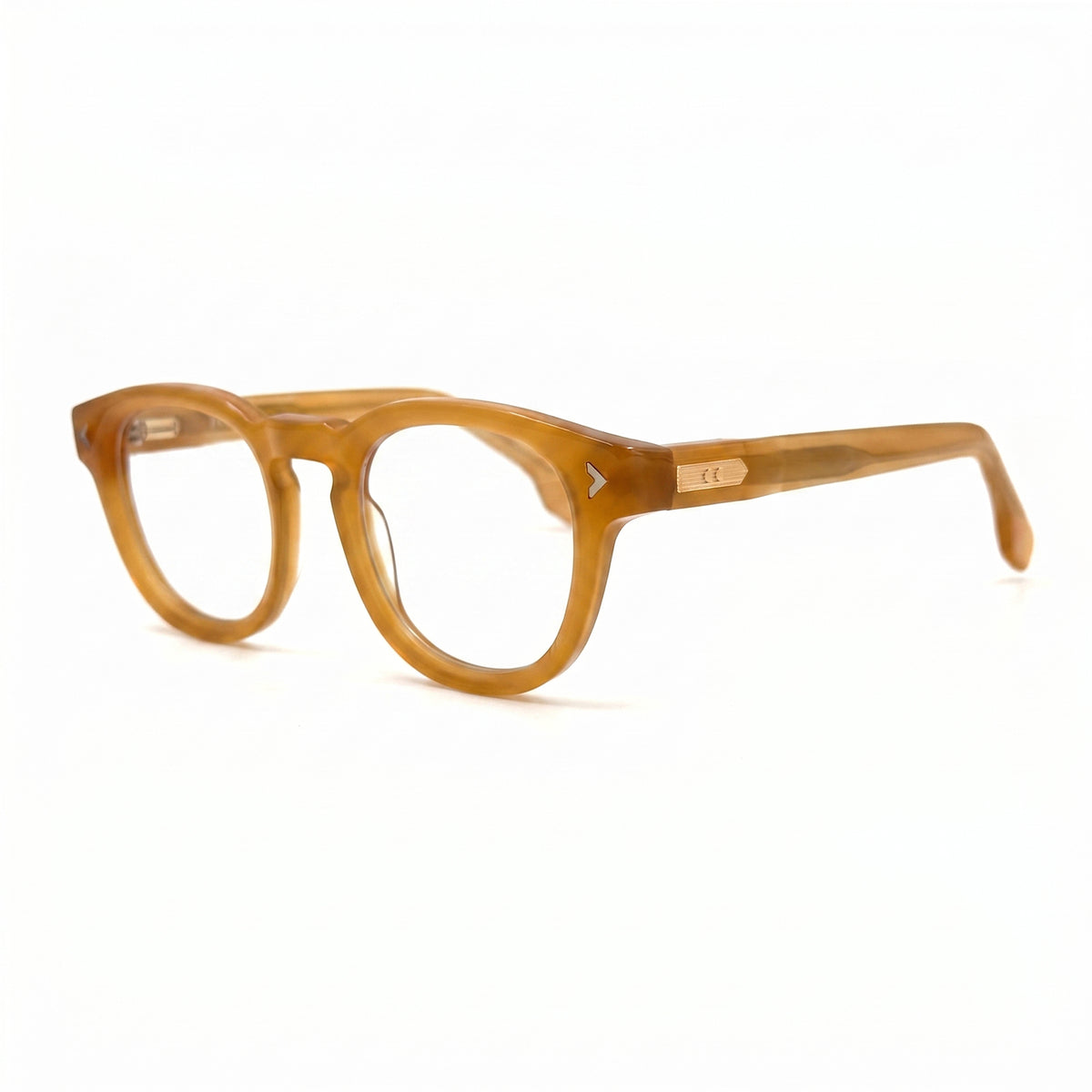 MiGAFAS F0116 Bronze Boston acetate prescription eyeglasses, three-quarter view