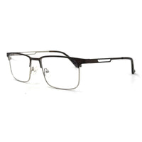 MiGAFAS XK4763 Brown Metal browline eyeglasses three-quarter view