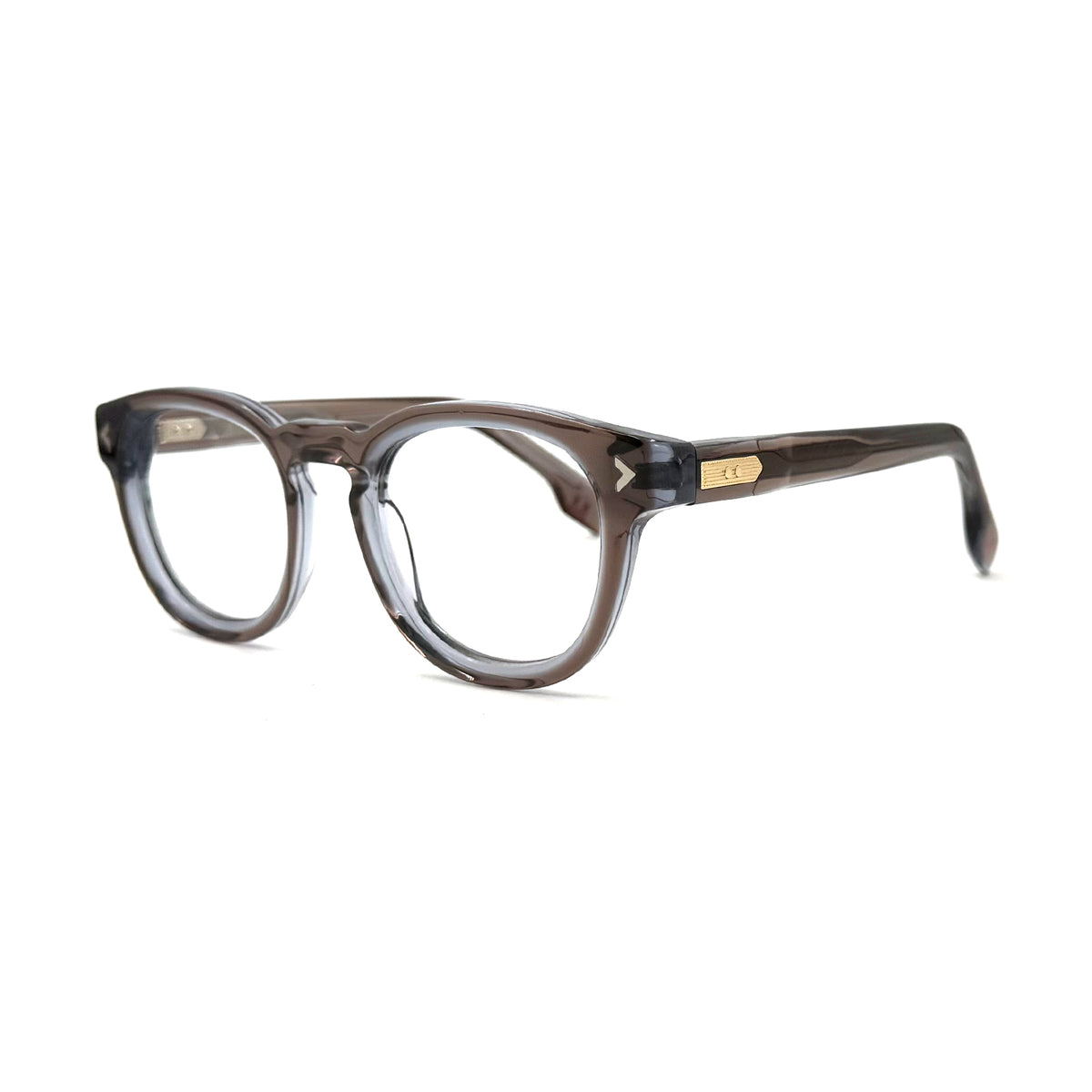 MiGAFAS F0116 Gray Boston acetate prescription eyeglasses, three-quarter view