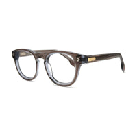 MiGAFAS F0116 Gray Boston acetate prescription eyeglasses, three-quarter view