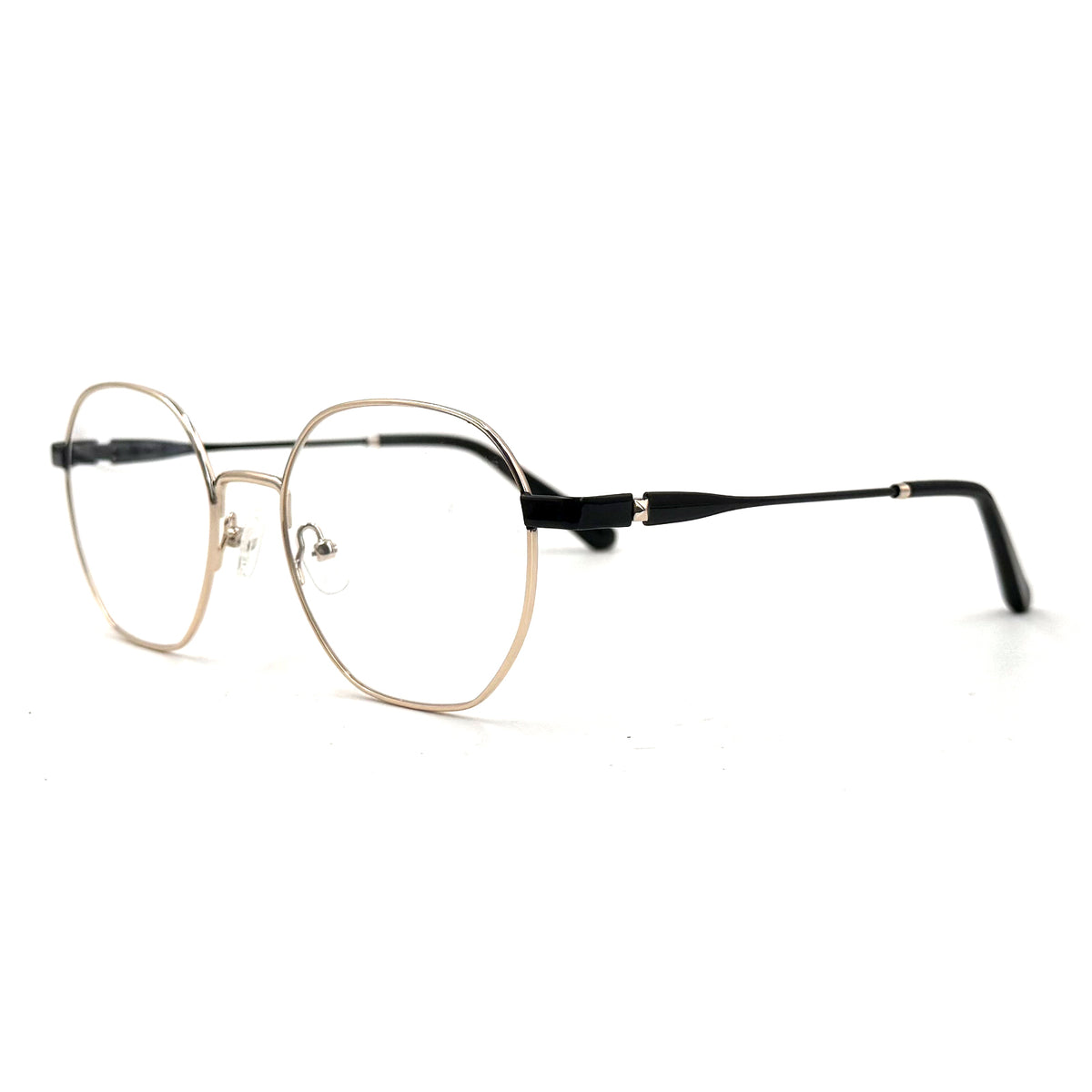 MiGAFAS XK4766 Black Metal geometric round eyeglasses three-quarter view