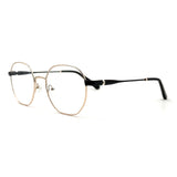 MiGAFAS XK4766 Black Metal geometric round eyeglasses three-quarter view