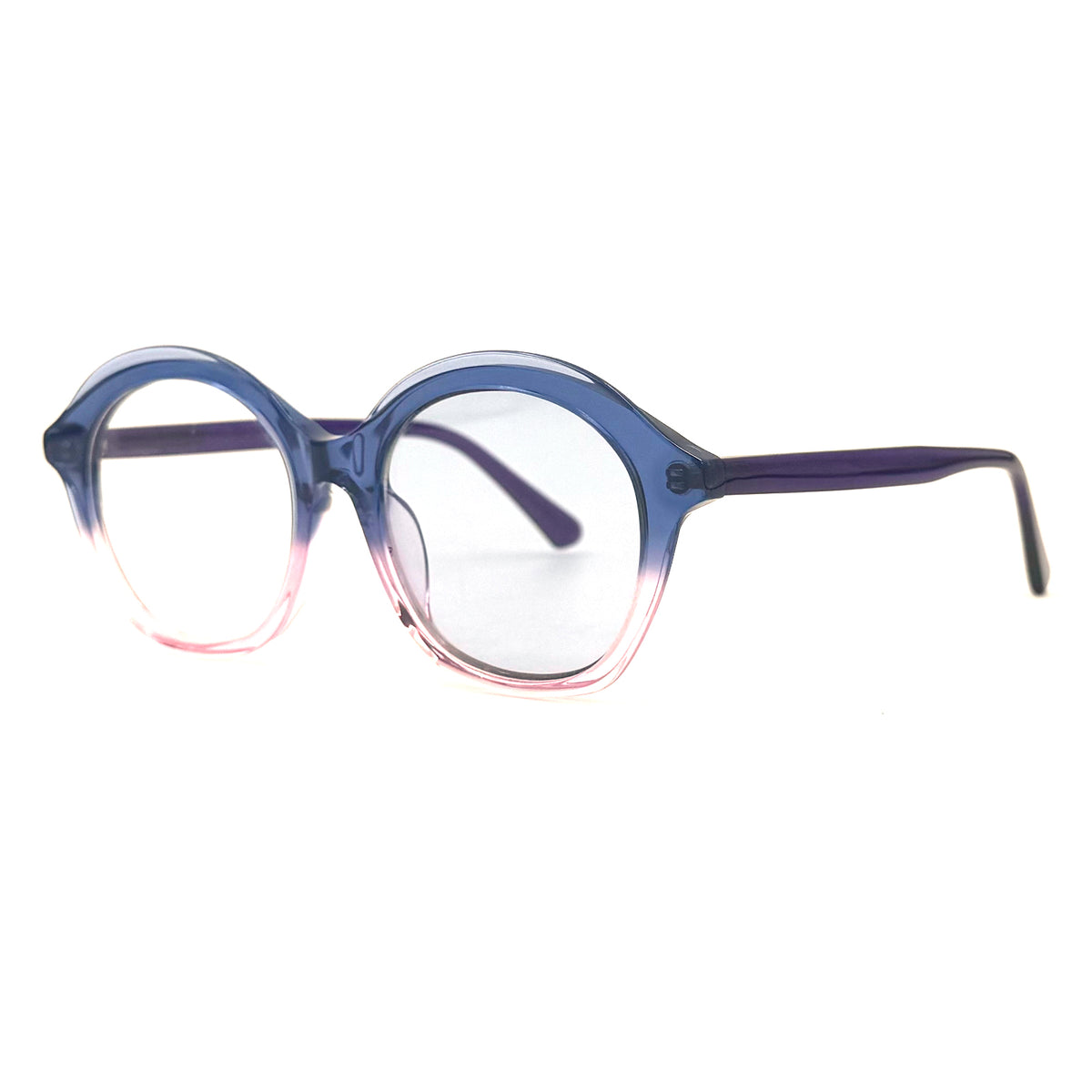 MiGAFAS 87038 round acetate prescription eyeglasses, three-quarter view