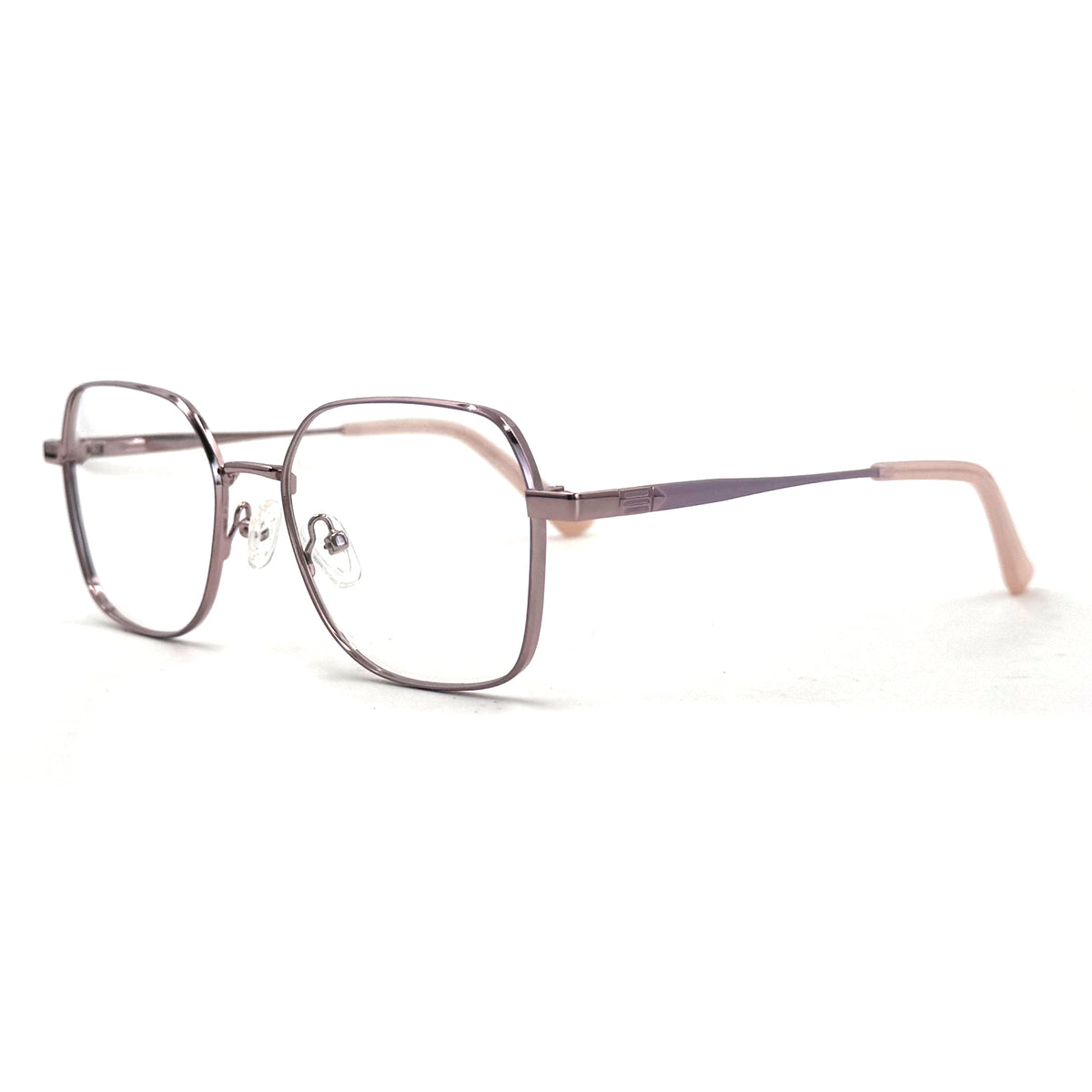 MiGAFAS XK4717 Rose Gold Metal geometric rectangle eyeglasses three-quarter view