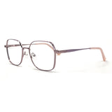 MiGAFAS XK4717 Rose Gold Metal geometric rectangle eyeglasses three-quarter view