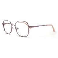 MiGAFAS XK4717 Rose Gold Metal geometric rectangle eyeglasses three-quarter view