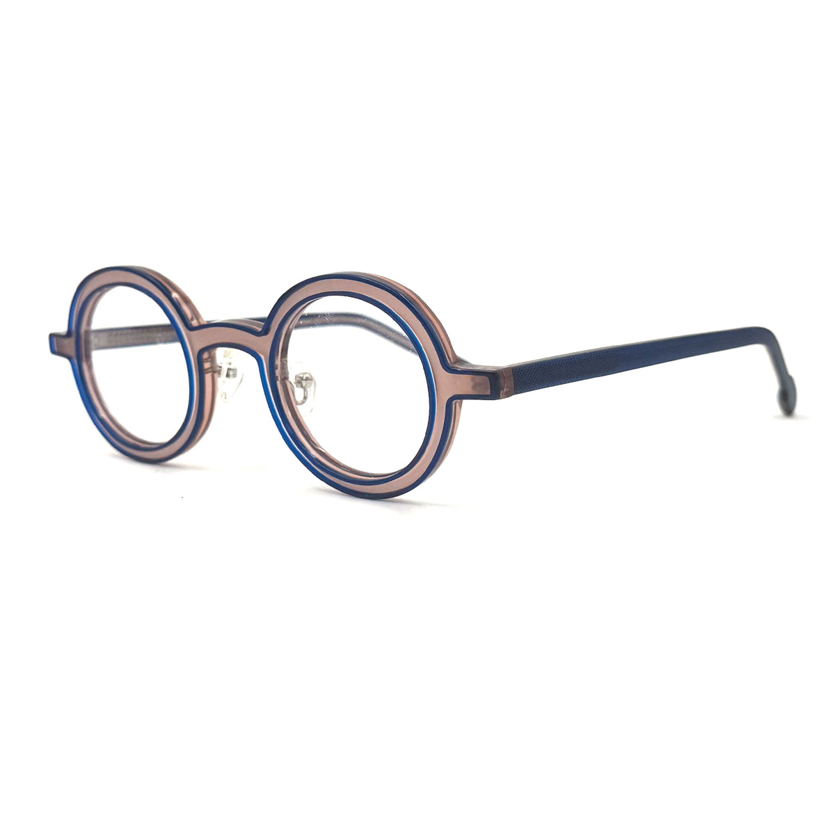 MiGAFAS 87903 round acetate prescription eyeglasses, three-quarter view