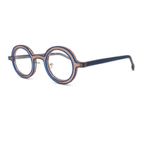 MiGAFAS 87903 round acetate prescription eyeglasses, three-quarter view
