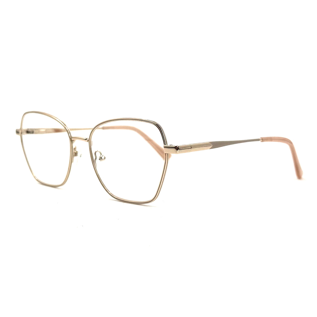 MiGAFAS XK4714 Rose Gold metal geometric butterfly eyeglasses three-quarter view
