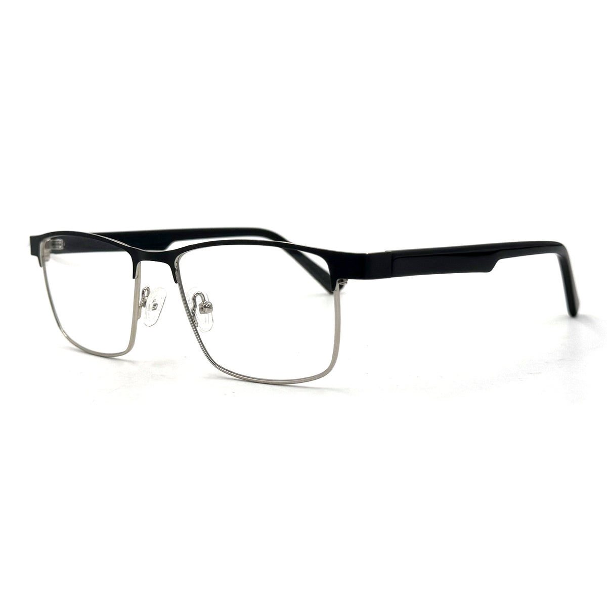 MiGAFAS XK4738 Black metal geometric browline eyeglasses three-quarter view