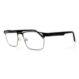 MiGAFAS XK4738 Black metal geometric browline eyeglasses three-quarter view