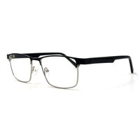 MiGAFAS XK4738 Black metal geometric browline eyeglasses three-quarter view