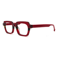 MiGAFAS CRM5140 red square acetate prescription eyeglasses, three-quarter view
