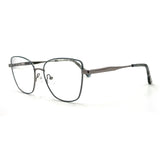 MiGAFAS XK4719 Blue metal butterfly cat-eye eyeglasses three-quarter view