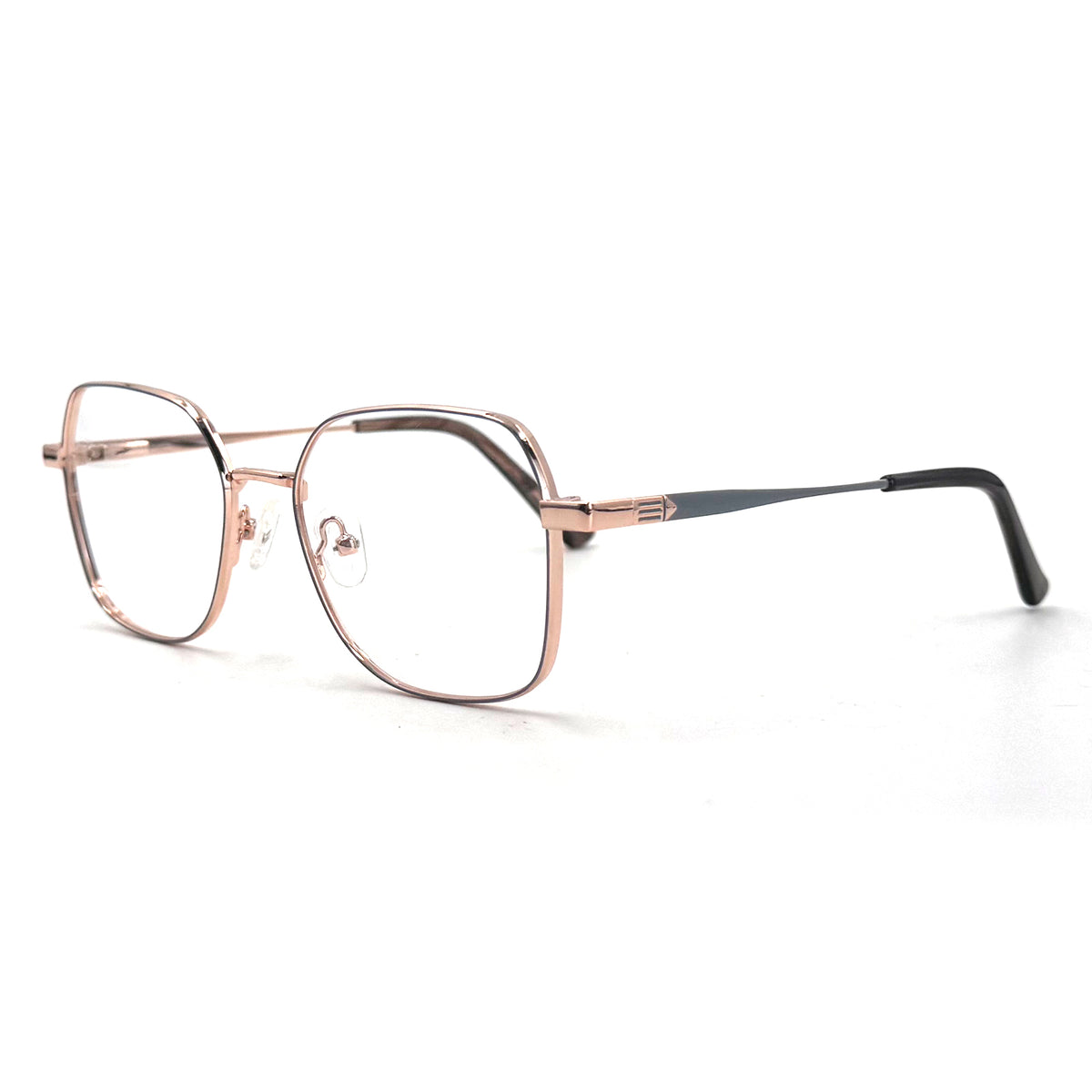 MiGAFAS XK4717 Gray Metal geometric rectangle eyeglasses three-quarter view