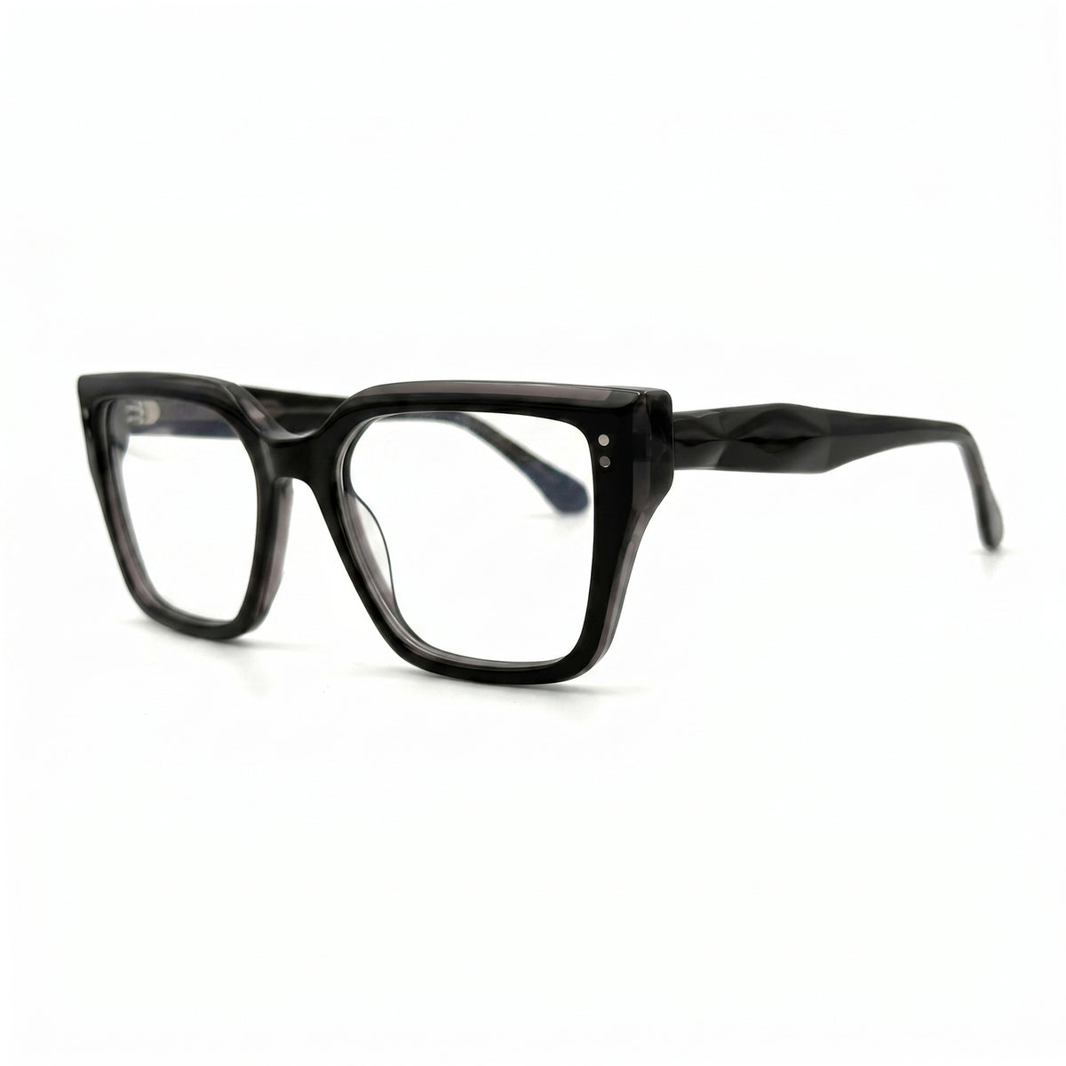 MiGAFAS F0320 Gray butterfly acetate prescription eyeglasses, three-quarter view