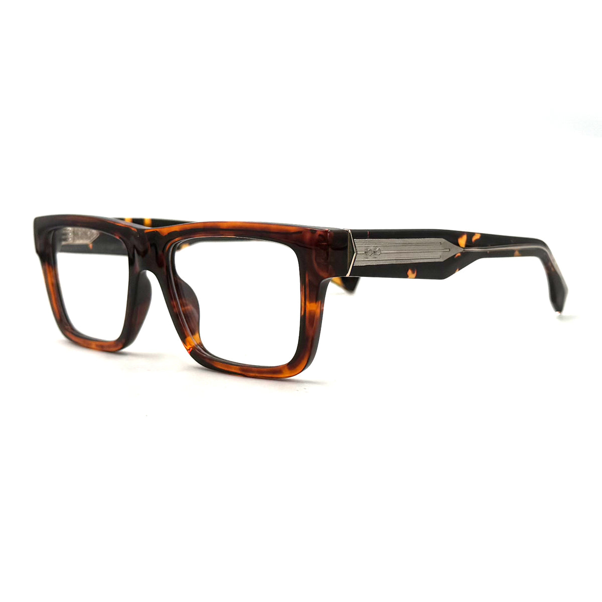 MiGAFAS QSZ5612 Havana rectangular acetate glasses, three-quarter view