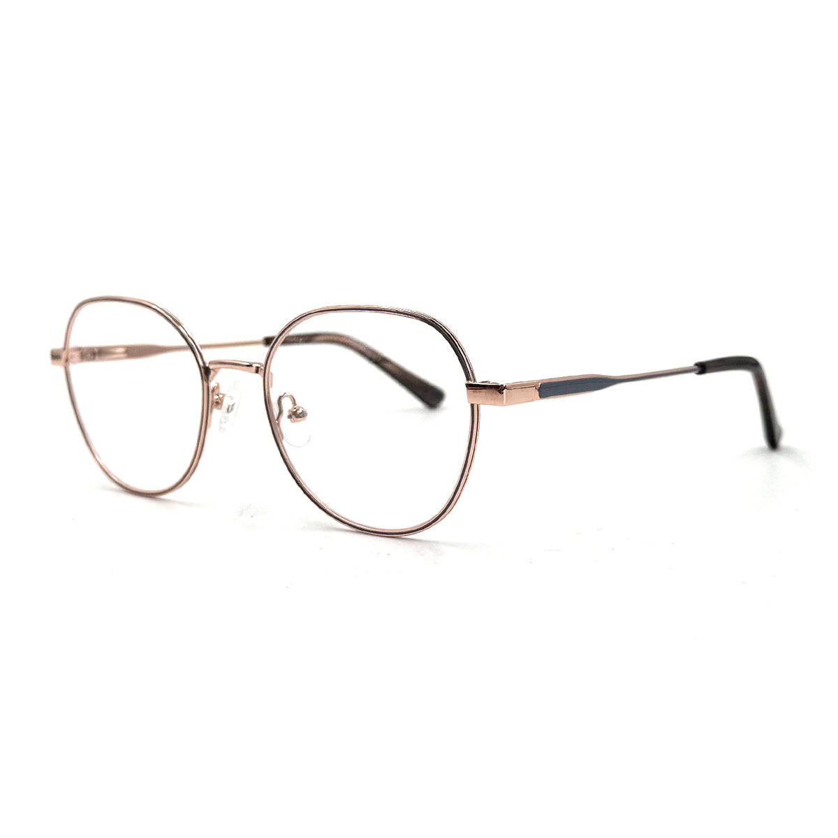 MiGAFAS XK4718 Gray Metal crown panto eyeglasses three-quarter view