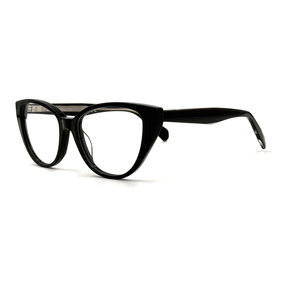 MiGAFAS F6815 Black acetate cat-eye eyeglasses,three-quarter view