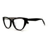 MiGAFAS F6815 Black acetate cat-eye eyeglasses,three-quarter view