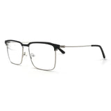 MiGAFAS XK4762 Black stainless steel rectangle eyeglasses three-quarter view