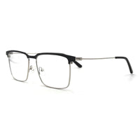 MiGAFAS XK4762 Black stainless steel rectangle eyeglasses three-quarter view