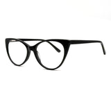 MiGAFAS EG3342 Black cat-eye acetate prescription eyeglasses, three-quarter view
