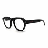 MiGAFAS FR6965 Black crown acetate prescription eyeglasses, three-quarter view