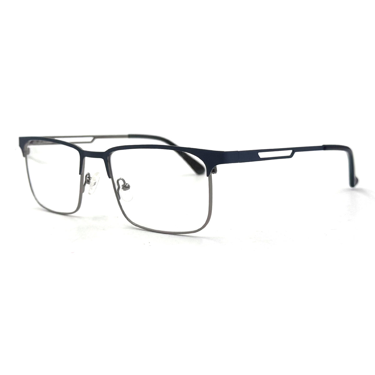 MiGAFAS XK4763 Navy Metal browline eyeglasses three-quarter view