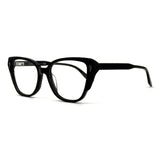 MiGAFAS F6816 Black acetate cat-eye eyeglasses three-quarter view