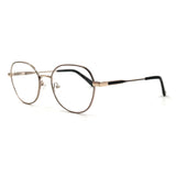 MiGAFAS XK4718 Black Metal crown panto eyeglasses three-quarter view