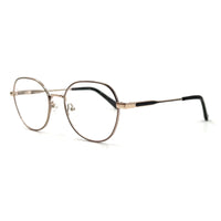 MiGAFAS XK4718 Black Metal crown panto eyeglasses three-quarter view