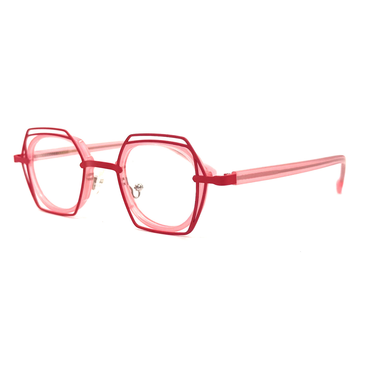 MiGAFAS 87961 polygonal acetate prescription eyeglasses, three-quarter view