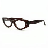 MiGAFAS F0187 Brown cat-eye acetate prescription eyeglasses, three-quarter view