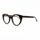 MiGAFAS FR6136 Havana cat-eye acetate prescription eyeglasses, three-quarter view