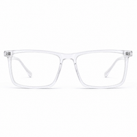 MiGAFAS E4436 Transparent square acetate prescription eyeglasses, front view