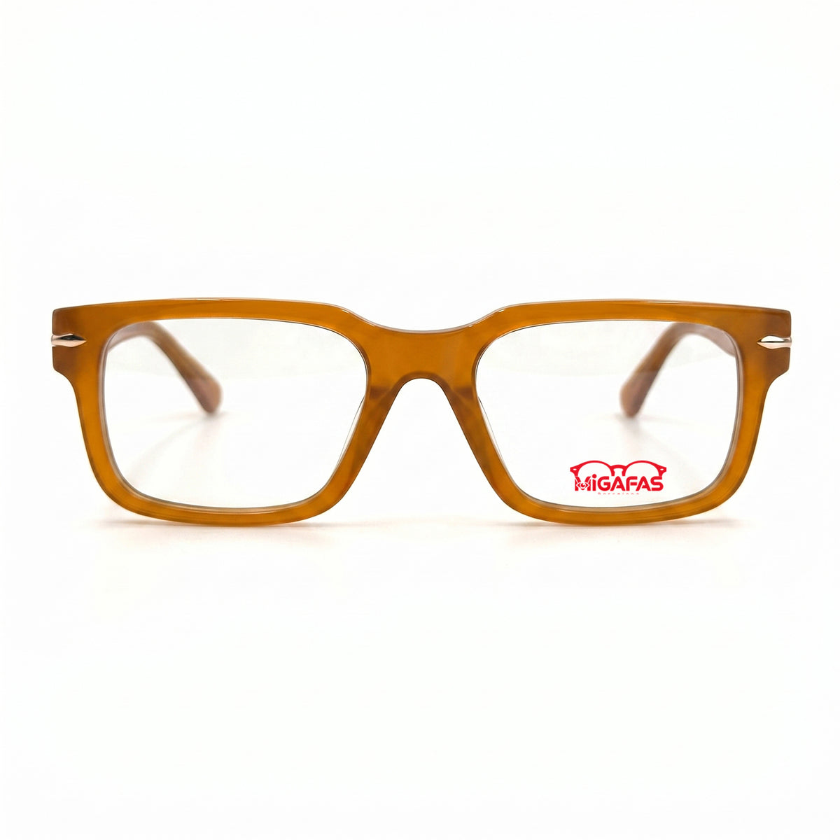 MiGAFAS QSZ5936 Bronze Wellington acetate prescription eyeglasses, front view